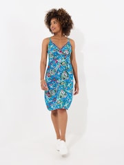 Joe Browns Blue Oversized Floral Pom Pom Trim Strappy Sundress - Image 1 of 5