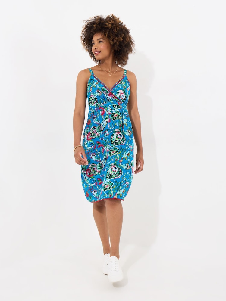 Joe Browns Blue Oversized Floral Pom Pom Trim Strappy Sundress - Image 1 of 5