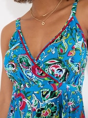 Joe Browns Blue Oversized Floral Pom Pom Trim Strappy Sundress - Image 2 of 5