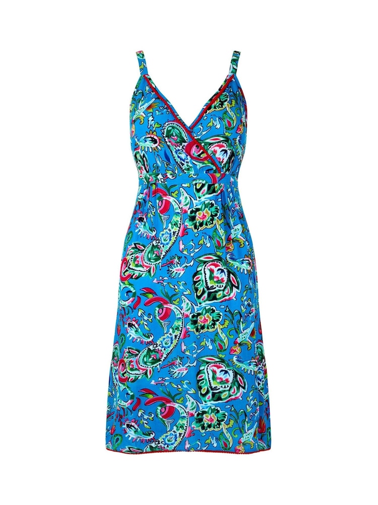 Joe Browns Blue Oversized Floral Pom Pom Trim Strappy Sundress - Image 5 of 5