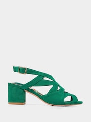 Joe Browns Green Floral Block Heel Slingback Sandals - Image 1 of 4