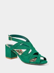 Joe Browns Green Floral Block Heel Slingback Sandals - Image 2 of 4