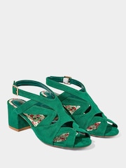 Joe Browns Green Floral Block Heel Slingback Sandals - Image 3 of 4