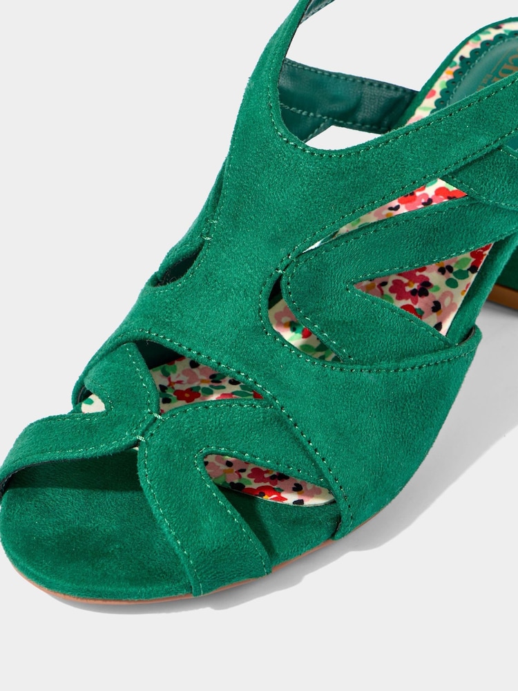 Joe Browns Green Floral Block Heel Slingback Sandals - Image 4 of 4