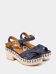 Joe Browns Blue Ankle Strap Espadrille Platform Sandals - Image 4 of 8