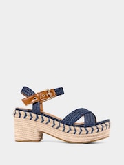 Joe Browns Blue Ankle Strap Espadrille Platform Sandals - Image 5 of 8