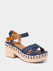 Joe Browns Blue Ankle Strap Espadrille Platform Sandals - Image 6 of 8