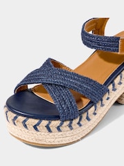 Joe Browns Blue Ankle Strap Espadrille Platform Sandals - Image 7 of 8