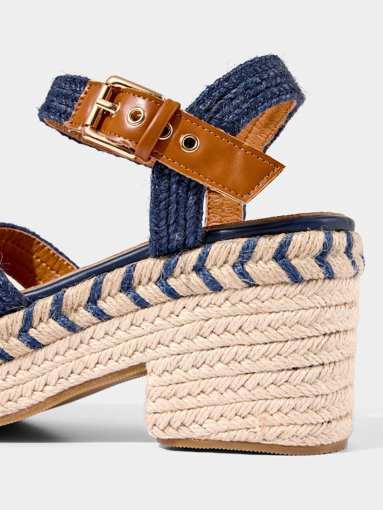 Joe Browns Blue Ankle Strap Espadrille Platform Sandals - Image 8 of 8