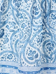 Joe Browns Blue 100% Cotton Embroidered Bib Balloon Sleeve Boho Top - Image 3 of 3