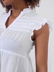 Joe Browns White Pintuck Mandarin Collar Top - Image 3 of 6
