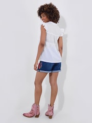 Joe Browns White Pintuck Mandarin Collar Top - Image 4 of 6