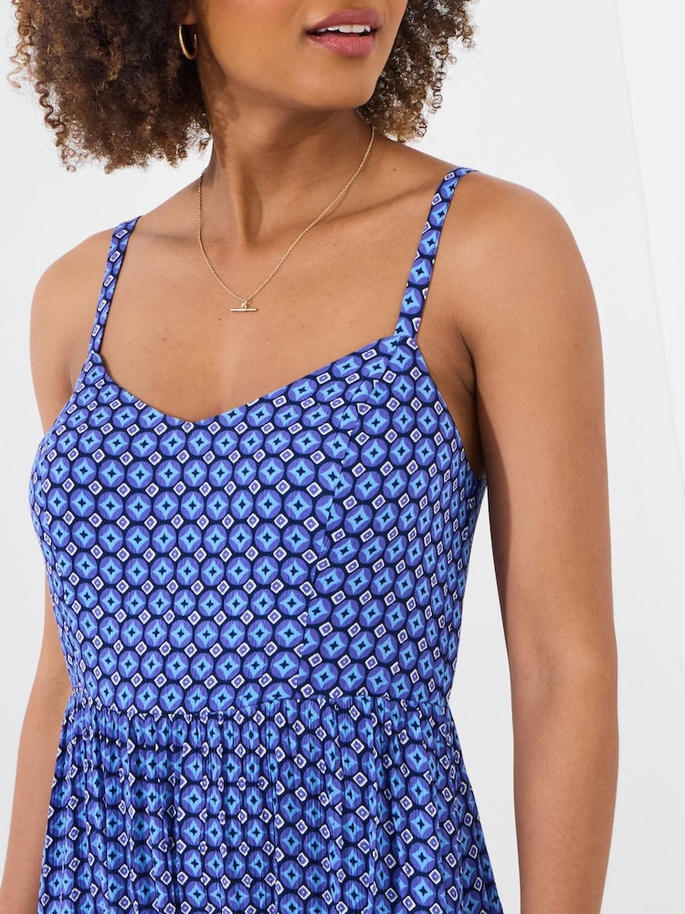 Joe Browns Blue Geo Print Lace Trim Strappy Maxi Dress - Image 2 of 5
