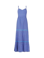 Joe Browns Blue Geo Print Lace Trim Strappy Maxi Dress - Image 5 of 5