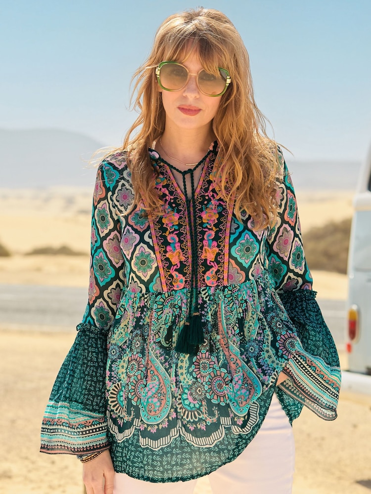 Joe Browns Floral Geometric Boho Tunic Top - Imagem 1 de 7