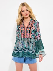 Joe Browns Floral Geometric Boho Tunic Top - Imagem 2 de 7