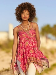 Joe Browns Pink Floral Shirred Waist Asymmetric Hem Top - Image 1 of 7
