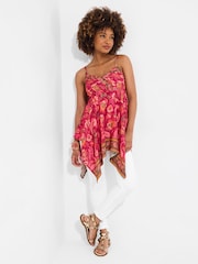 Joe Browns Pink Floral Shirred Waist Asymmetric Hem Top - Image 5 of 7