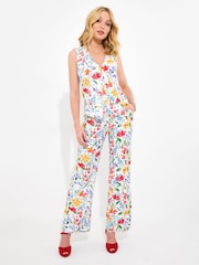 Joe Browns White Bold Floral Print Statement Co-Ord Trousers - Image 3 of 5