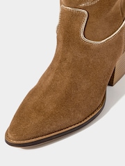 Joe Browns Brown Pipe Detail Suede Western Boots - Image 7 of 8