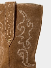 Joe Browns Brown Pipe Detail Suede Western Boots - Image 8 of 8