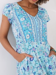 Joe Browns Blue Button Detail Border Print Maxi Dress - Image 4 of 5