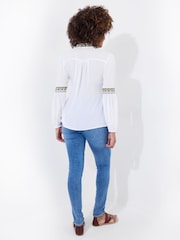 Joe Browns White Floral Embroidered Crinkle Top - Image 3 of 7