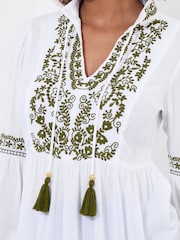 Joe Browns White Floral Embroidered Crinkle Top - Image 5 of 7