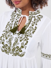Joe Browns White Floral Embroidered Crinkle Top - Image 6 of 7