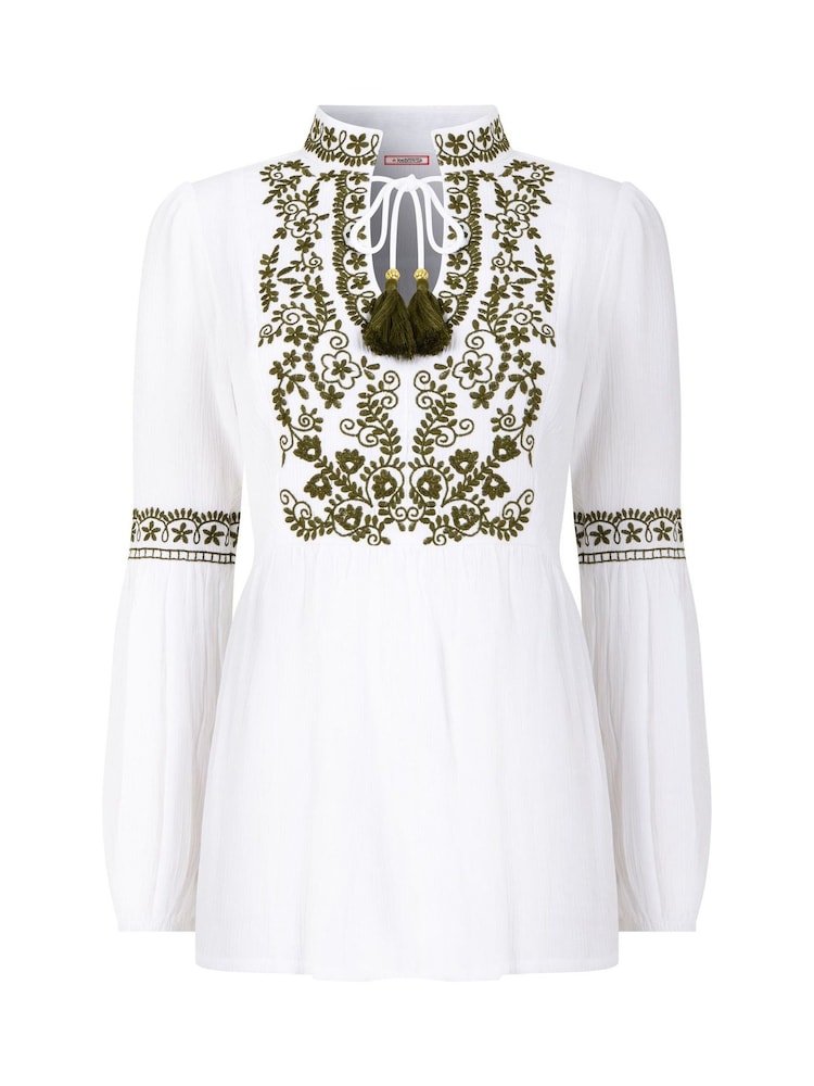 Joe Browns White Floral Embroidered Crinkle Top - Image 7 of 7