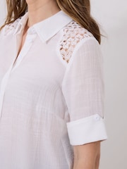 Joe Browns White Handkerchief Hem Lace Detail Blouse - Image 2 of 5