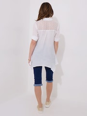Joe Browns White Handkerchief Hem Lace Detail Blouse - Image 4 of 5