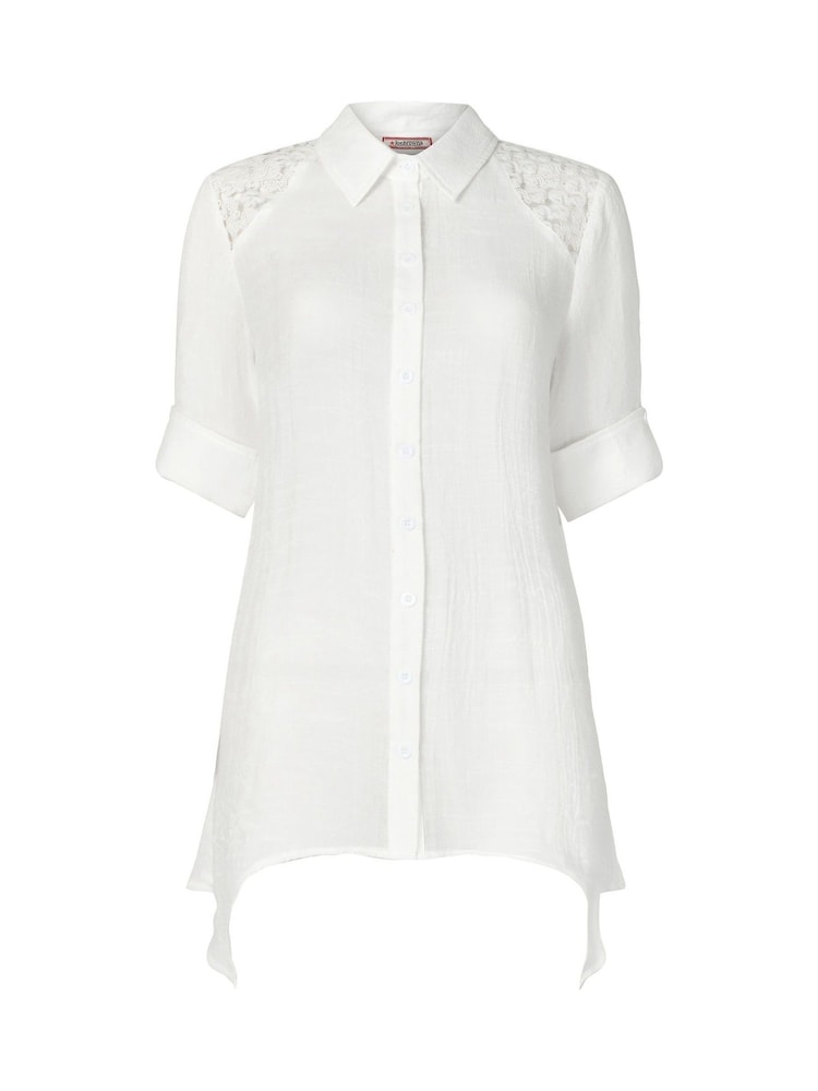 Joe Browns White Handkerchief Hem Lace Detail Blouse - Image 5 of 5