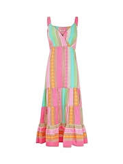 Joe Browns Pink Jacquard Striped Tiered Wrap Front Maxi Dress - Image 5 of 5
