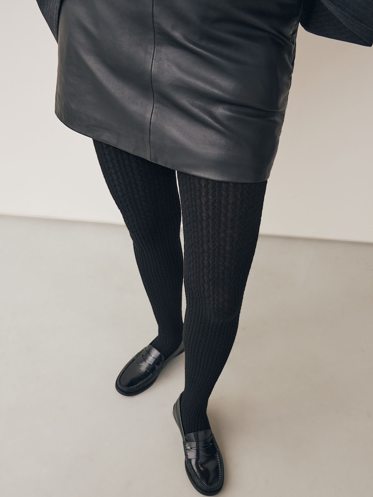 Black Warm Handle Knitted Cable Tights 1 Pack - Image 1 of 3 Black Warm Handle Knitted Cable Tights 1 Pack - Image 1 of 3