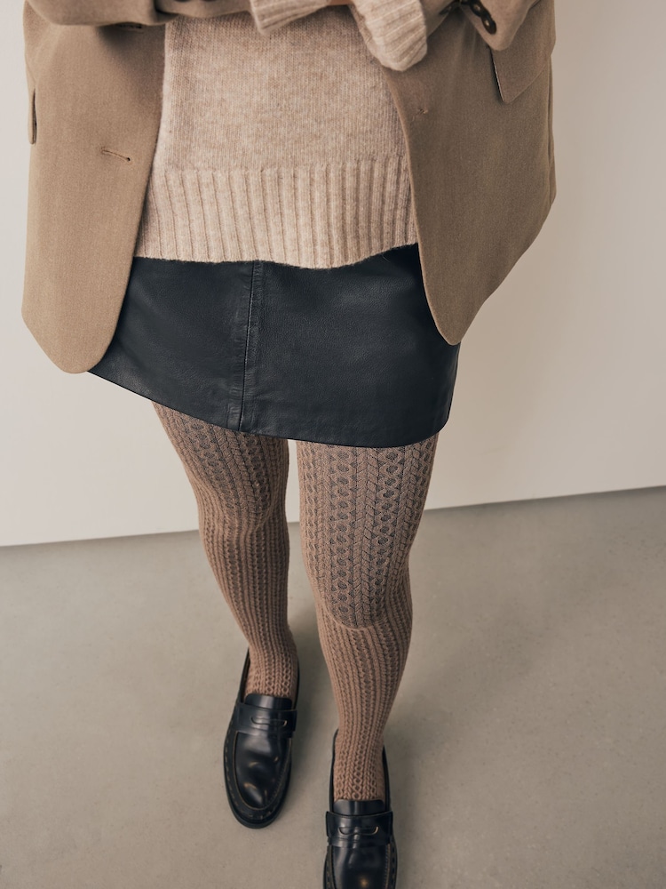 Oatmeal Warm Handle Knitted Cable Tights 1 Pack - Image 1 of 3 Oatmeal Warm Handle Knitted Cable Tights 1 Pack - Image 1 of 3