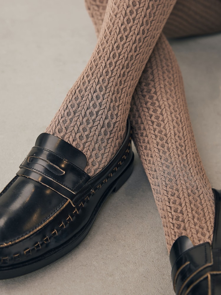 Oatmeal Warm Handle Knitted Cable Tights 1 Pack - Image 3 of 3 Oatmeal Warm Handle Knitted Cable Tights 1 Pack - Image 3 of 3