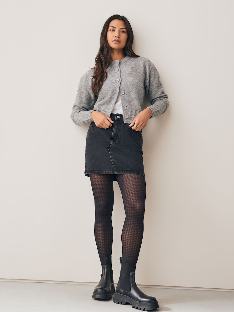 Black Dogstooth Pattern Tights 1 Pack - Image 1 of 3