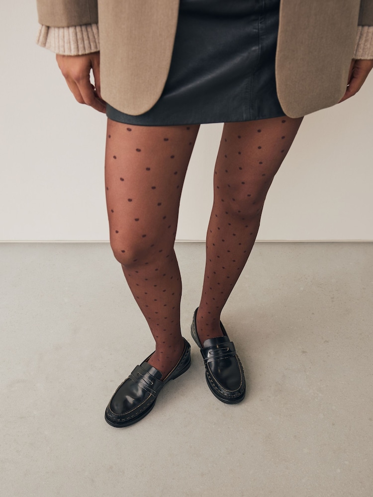 Chocolate Brown Spot Pattern Tights 1 Pack - Image 1 of 3