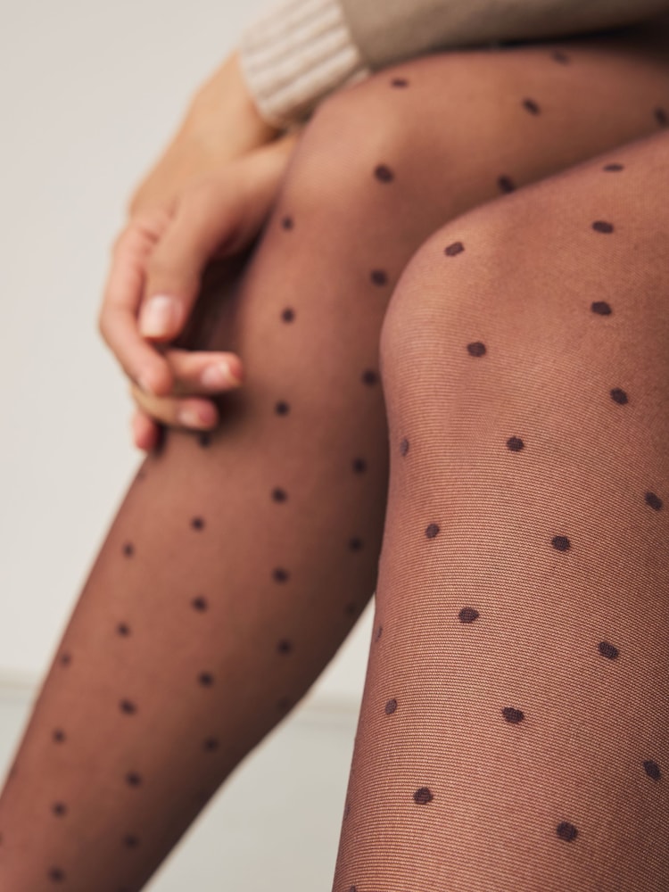 Chocolate Brown Spot Pattern Tights 1 Pack - Image 3 of 3 Chocolate Brown Spot Pattern Tights 1 Pack - Image 3 of 3
