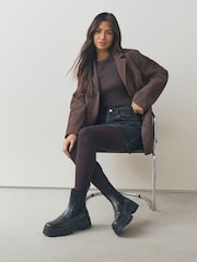 Chocolate Brown Warm Handle Knitted Cable Tights 1 Pack - Image 1 of 3
