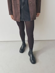 Chocolate Brown Warm Handle Knitted Cable Tights 1 Pack - Image 2 of 3