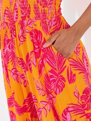 Joe Browns Orange Petite Bold Tropical Print Wide Strap Crinkle Jumpsuit - Image 3 of 7