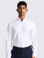 MOSS White Slim Fit White Herringbone 100% Cotton Shirt - Image 1 of 4