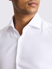 MOSS White Slim Fit White Herringbone 100% Cotton Shirt - Image 2 of 4