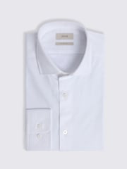 MOSS White Slim Fit White Herringbone 100% Cotton Shirt - Image 4 of 4
