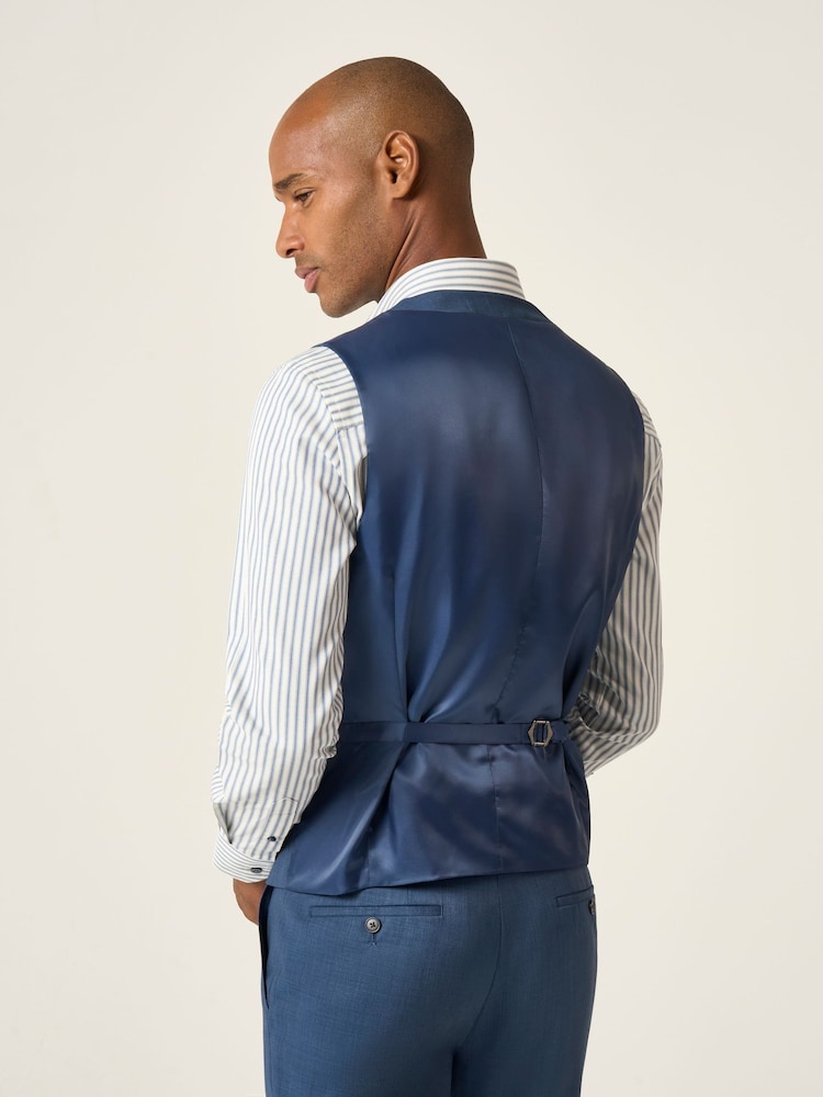 Skopes Blue Tailored Fit Remo Single Breasted Wool Rich Suit Waistcoat - Image 2 of 4 Skopes Blue Tailored Fit Remo Single Breasted Wool Rich Suit Waistcoat - Image 2 of 4