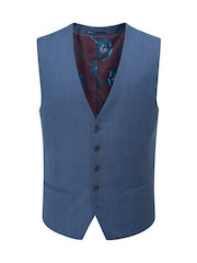 Skopes Blue Tailored Fit Remo Single Breasted Wool Rich Suit Waistcoat - Image 3 of 4