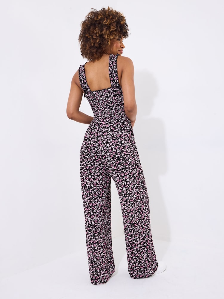 Joe Browns Purple Petite Flowy Floral Wide-Leg Jumpsuit - Image 2 of 5