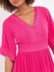 Joe Browns Pink Petite Lace Trim Boho Maxi Dress - Image 2 of 5